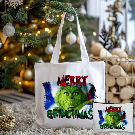 Merry Grinchmas Tote Bag + Pouch