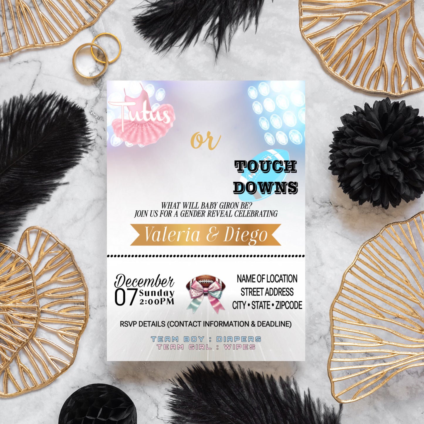 Tutus Or Touch Downs Invitation