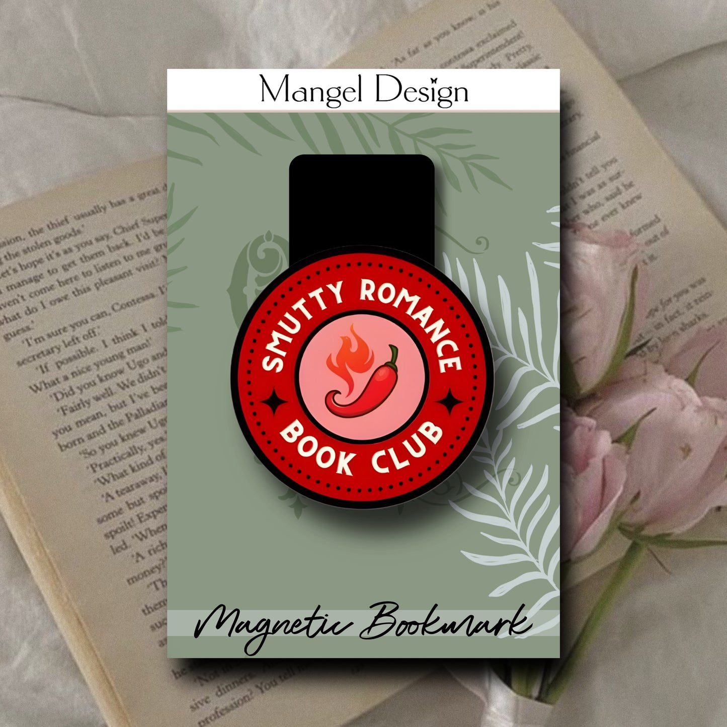 Smutty Romance Button Magnetic Bookmark