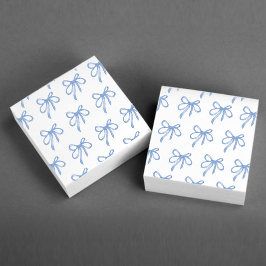 White & Blue Bows Sticky Notes